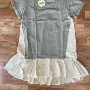 Hayden Gray and Cream Ruffle Hem Dress